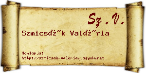 Szmicsák Valéria névjegykártya
